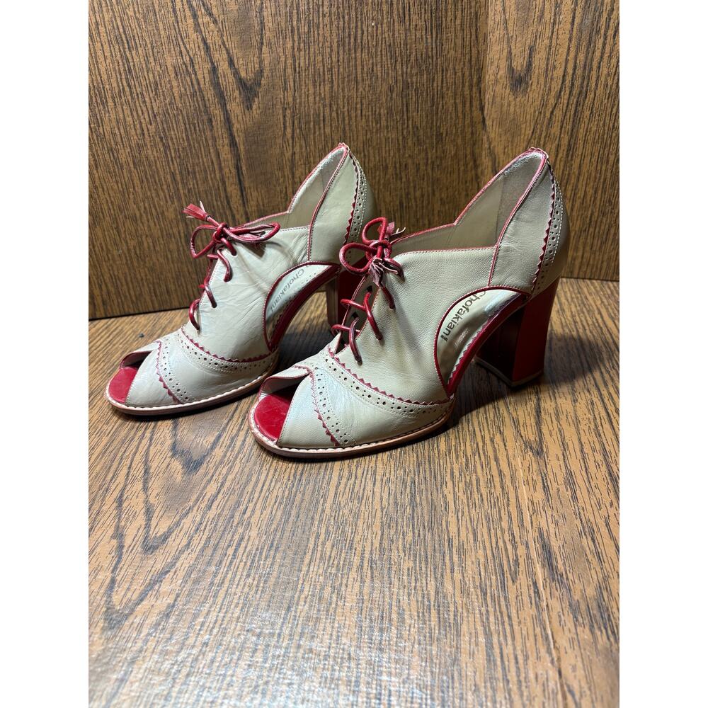 Sarah Chofakian Mary Jane Lace Up Peep Toe Size EU38 Handmade in Brazil - Picture 11 of 14